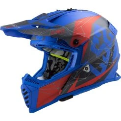 Cross Enduro Moto Ls2 Helmet MX437 FAST EVO Alpha Black Blue Matt
