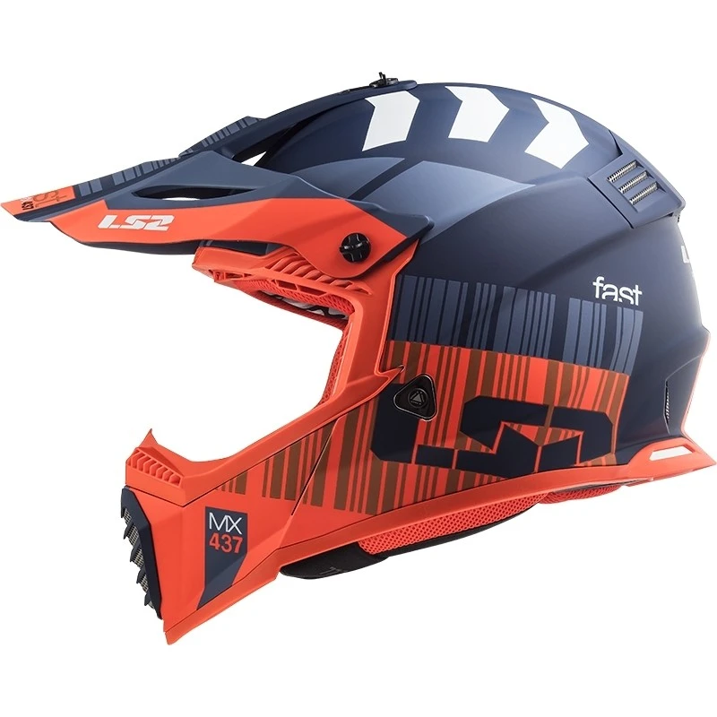 Cross Enduro Motorcycle Helmet Ls2 MX437 Fast Mini XCODE Orange Fluo Matt Blue 4 Cross Enduro Motorcycle Helmet Ls2 MX437 Fast Mini XCODE Orange Fluo Matt Blue - Image 2