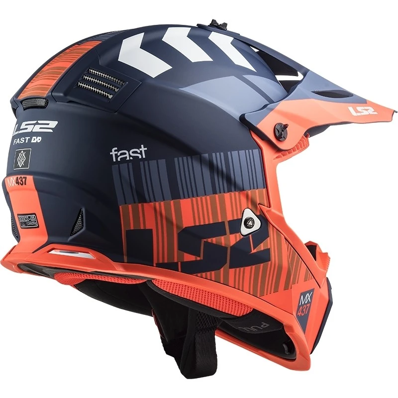 Cross Enduro Motorcycle Helmet Ls2 MX437 Fast Mini XCODE Orange Fluo Matt Blue 6 Cross Enduro Motorcycle Helmet Ls2 MX437 Fast Mini XCODE Orange Fluo Matt Blue - Image 4