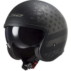 Custom Jet Motorcycle Helmet Ls2 OF599 SPITFIRE Black Flag Matt Black Titanium