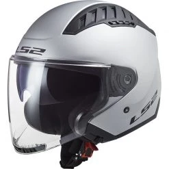 Double Visor Motorcycle Helmet Jet Ls2 OF600 Copter Solid Silver Opaque