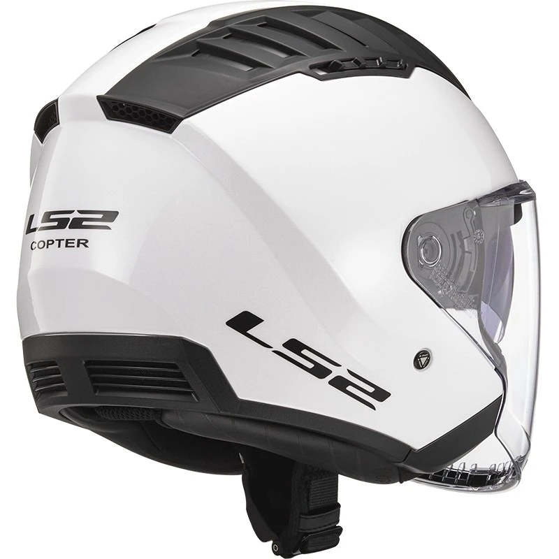 Double Visor Motorcycle Helmet Jet Ls2 OF600 Copter Solid White 4 Double Visor Motorcycle Helmet Jet Ls2 OF600 Copter Solid White - Image 2