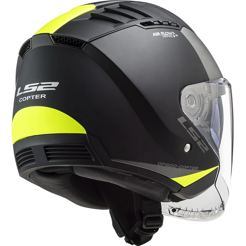 Double Visor Motorcycle Helmet Jet Ls2 OF600 Copter URBANE Black Yellow Fluo Matt 4 Double Visor Motorcycle Helmet Jet Ls2 OF600 Copter URBANE Black Yellow Fluo Matt - Image 2