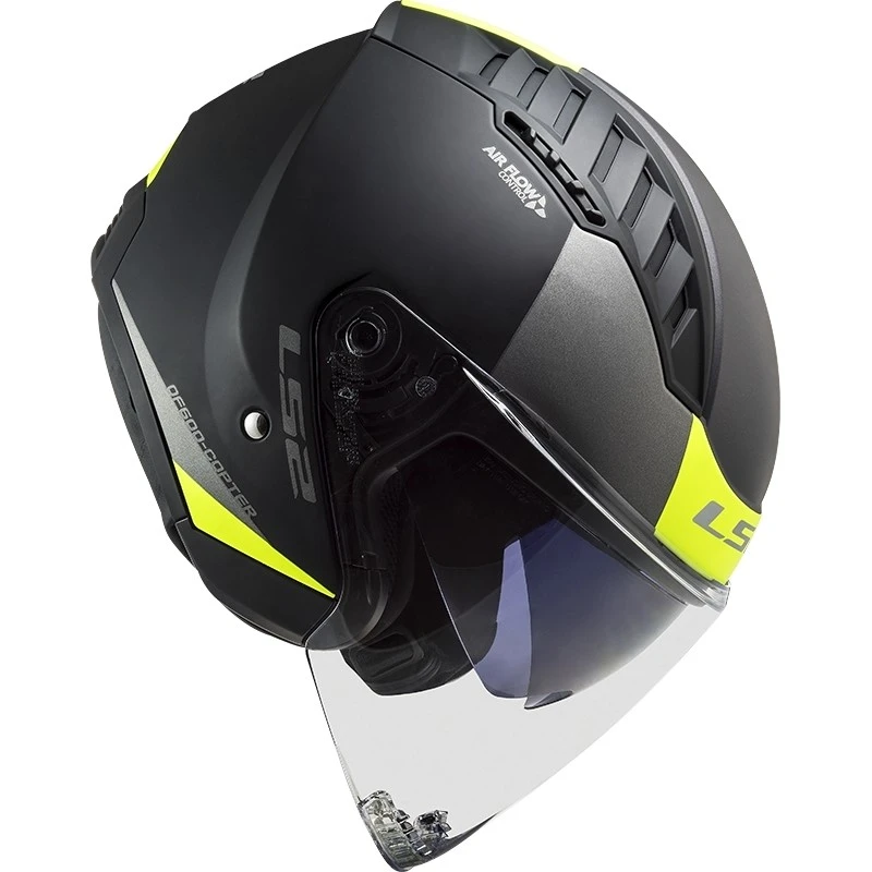 Double Visor Motorcycle Helmet Jet Ls2 OF600 Copter URBANE Black Yellow Fluo Matt 6 Double Visor Motorcycle Helmet Jet Ls2 OF600 Copter URBANE Black Yellow Fluo Matt - Image 4