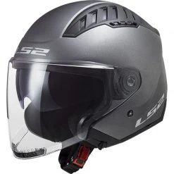 Double Visor Motorcycle Helmet Jet Ls2 OF600 Solid Copter Matt Titanium