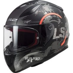 Full Face Helmet Moto Ls2 FF353 RAPID Circle Titanium Orange Fluo Matt