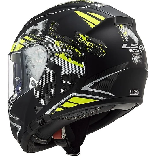 Full Face Helmet Motorcycle HPFC Ls2 FF397 VECTOR EVO Black Stencil Matt Yellow Fluo 6 Full Face Helmet Motorcycle HPFC Ls2 FF397 VECTOR EVO Black Stencil Matt Yellow Fluo - Image 4