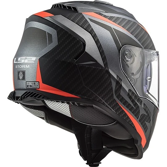 Full Face Motorcycle Helmet Double Visor Ls2 FF800 STORM Racer Orange Fluo Titanium Matt 6 Full Face Motorcycle Helmet Double Visor Ls2 FF800 STORM Racer Orange Fluo Titanium Matt - Image 4