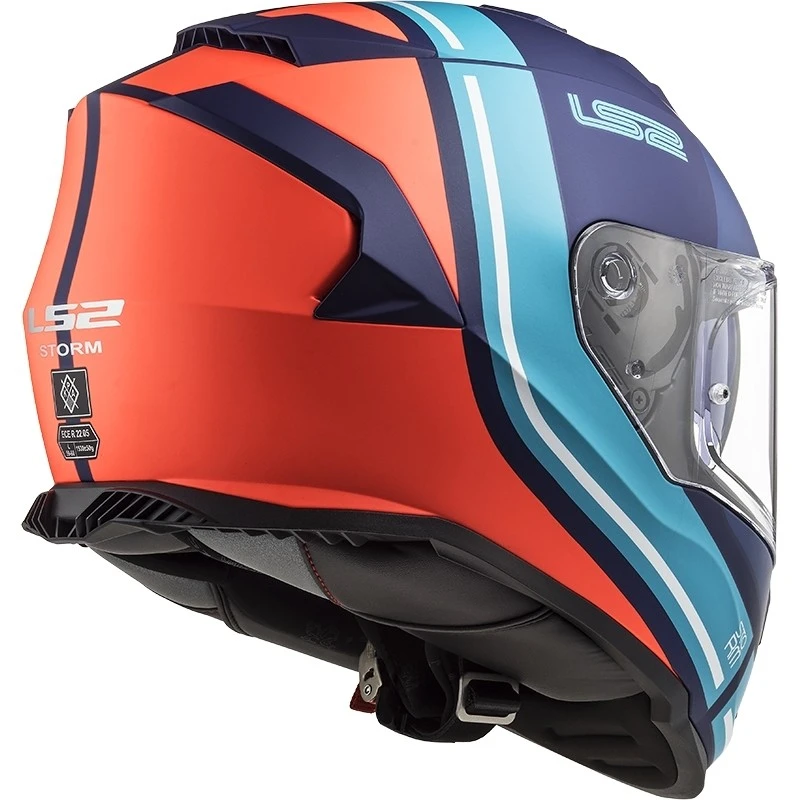 Full Face Motorcycle Helmet Double Visor Ls2 FF800 Storm SLANT Blue Orange 4 Full Face Motorcycle Helmet Double Visor Ls2 FF800 Storm SLANT Blue Orange - Image 2
