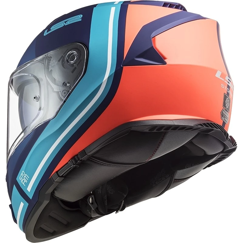 Full Face Motorcycle Helmet Double Visor Ls2 FF800 Storm SLANT Blue Orange 5 Full Face Motorcycle Helmet Double Visor Ls2 FF800 Storm SLANT Blue Orange - Image 3