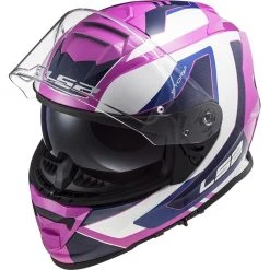 Full Face Motorcycle Helmet Double Visor Ls2 FF800 Storm TECHY White Pink -Ls2 Sales Shop full face motorcycle helmet double visor ls2 ff800 storm techy white pink 106692
