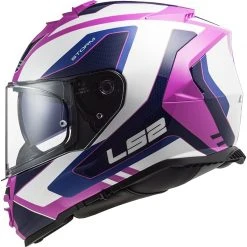 Full Face Motorcycle Helmet Double Visor Ls2 FF800 Storm TECHY White Pink -Ls2 Sales Shop full face motorcycle helmet double visor ls2 ff800 storm techy white pink 106693