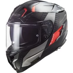 Full Face Motorcycle Helmet In Carbon Ls2 FF327 CHALLENGER C Alloy Titanium Crhome Orange