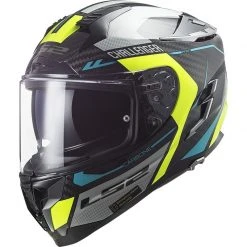 Full Face Motorcycle Helmet In Carbon Ls2 FF327 CHALLENGER C Thorn Yellow Fluo