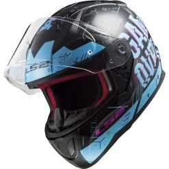 Full Face Motorcycle Helmet Ls2 FF353 RAPID Player Black Sky Blue -Ls2 Sales Shop full face motorcycle helmet ls2 ff353 rapid player black sky blue 135487