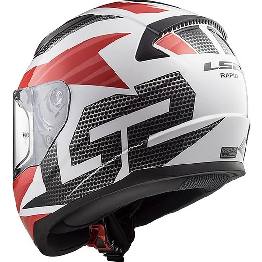 Integral Motorcycle Helmet Ls2 FF353 Rapid White Grid Red 5 Integral Motorcycle Helmet Ls2 FF353 Rapid White Grid Red - Image 3