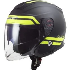 Jet Helmet In Ls2 Motorcycle Fiber OF521 INFINITY Hyper Matt Titanium Yellow Fluo
