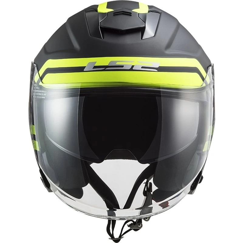 Jet Helmet In Ls2 Motorcycle Fiber OF521 INFINITY Hyper Matt Titanium Yellow Fluo 4 Jet Helmet In Ls2 Motorcycle Fiber OF521 INFINITY Hyper Matt Titanium Yellow Fluo - Image 2