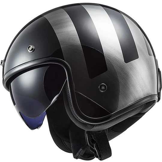 Jet Ls2 Custom Motorcycle Helmet OF601 BOB Lines Black Jeans 4 Jet Ls2 Custom Motorcycle Helmet OF601 BOB Lines Black Jeans - Image 2