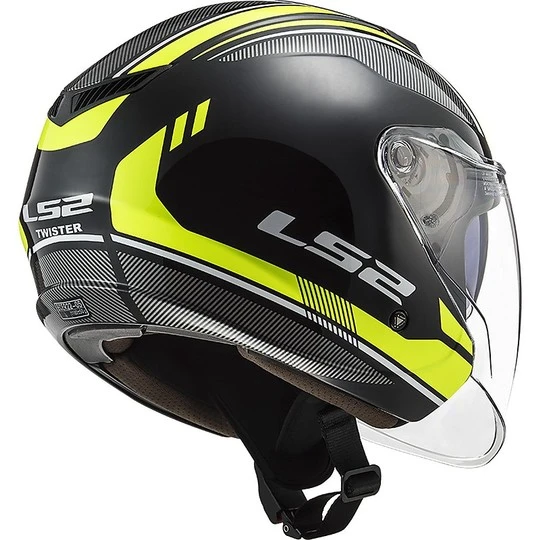 Jet Moto Helmet Ls2 Double Visor Ls2 OF573 TWISTER 2 Flix Yellow Fluo 5 Jet Moto Helmet Ls2 Double Visor Ls2 OF573 TWISTER 2 Flix Yellow Fluo - Image 3