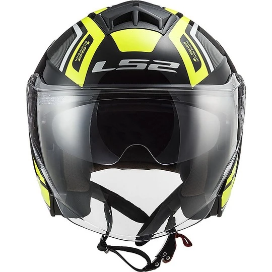 Jet Moto Helmet Ls2 Double Visor Ls2 OF573 TWISTER 2 Flix Yellow Fluo 6 Jet Moto Helmet Ls2 Double Visor Ls2 OF573 TWISTER 2 Flix Yellow Fluo - Image 4