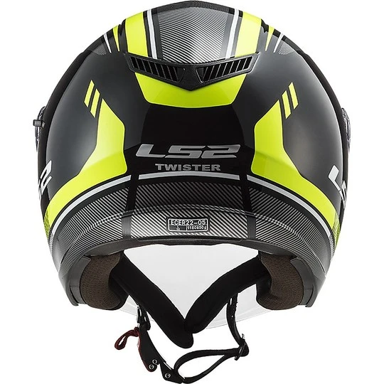 Jet Moto Helmet Ls2 Double Visor Ls2 OF573 TWISTER 2 Flix Yellow Fluo 9 Jet Moto Helmet Ls2 Double Visor Ls2 OF573 TWISTER 2 Flix Yellow Fluo - Image 7