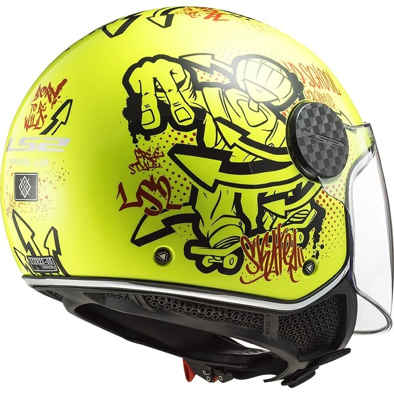 Jet Moto Helmet Ls2 OF558 SPHERE LUX Skater Yellow Fluo 4 Jet Moto Helmet Ls2 OF558 SPHERE LUX Skater Yellow Fluo - Image 2