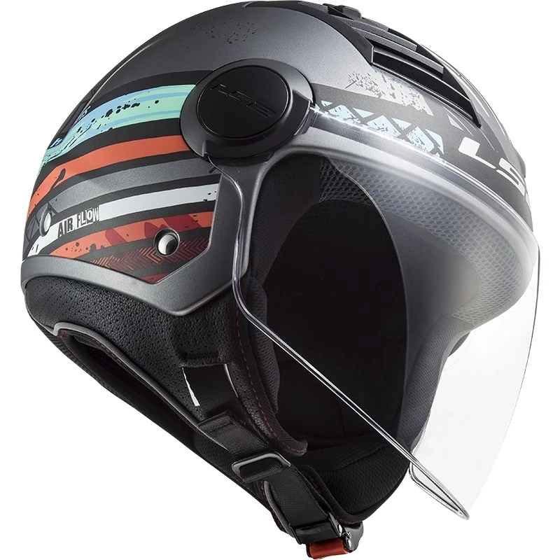 Jet Moto Helmet Ls2 OF562 Airflow RONNIE Silver Blue Opaque 4 Jet Moto Helmet Ls2 OF562 Airflow RONNIE Silver Blue Opaque - Image 2