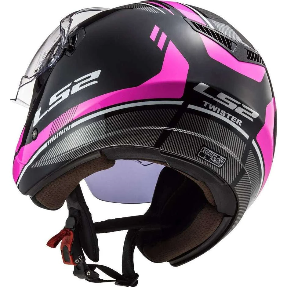 Jet Motorcycle Helmet Ls2 Double Visor Ls2 OF573 TWISTER 2 Flix Black Pink 5 Jet Motorcycle Helmet Ls2 Double Visor Ls2 OF573 TWISTER 2 Flix Black Pink - Image 3