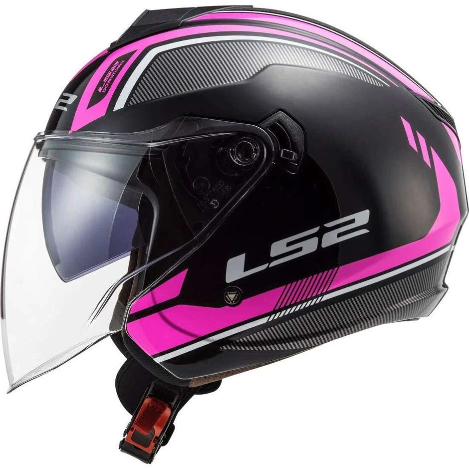 Jet Motorcycle Helmet Ls2 Double Visor Ls2 OF573 TWISTER 2 Flix Black Pink 6 Jet Motorcycle Helmet Ls2 Double Visor Ls2 OF573 TWISTER 2 Flix Black Pink - Image 4