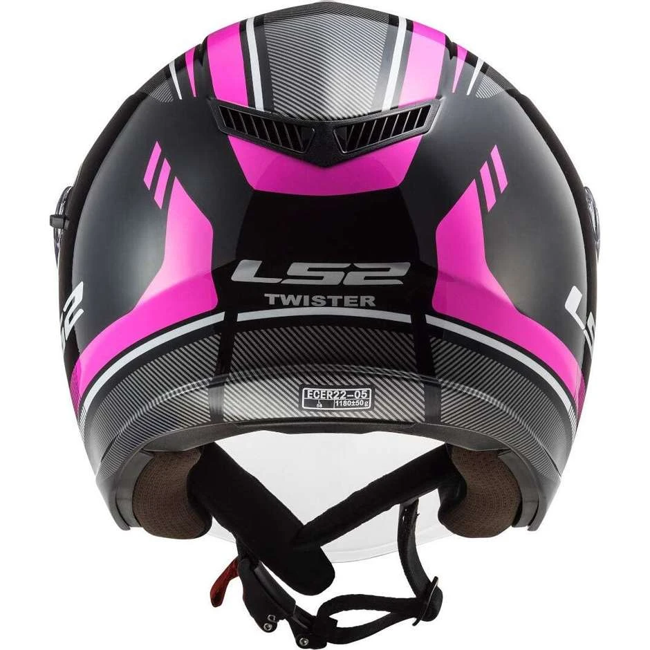 Jet Motorcycle Helmet Ls2 Double Visor Ls2 OF573 TWISTER 2 Flix Black Pink 10 Jet Motorcycle Helmet Ls2 Double Visor Ls2 OF573 TWISTER 2 Flix Black Pink - Image 8