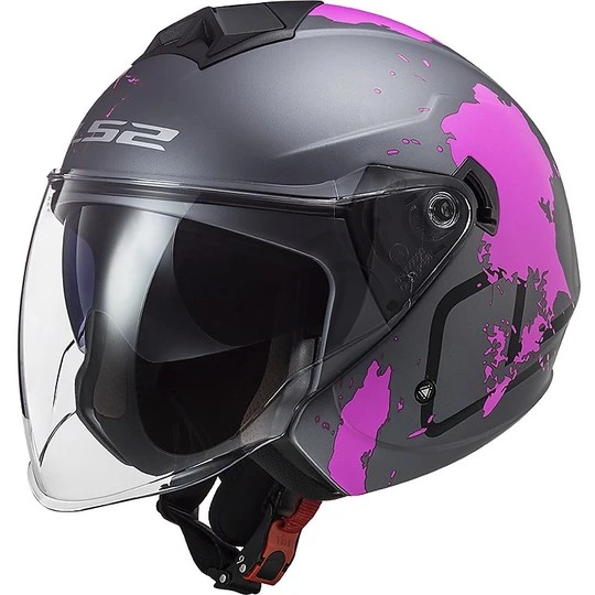 Jet Motorcycle Helmet Ls2 Double Visor Ls2 OF573 TWISTER 2 Xover Titanium Matt Pink 3 Jet Motorcycle Helmet Ls2 Double Visor Ls2 OF573 TWISTER 2 Xover Titanium Matt Pink