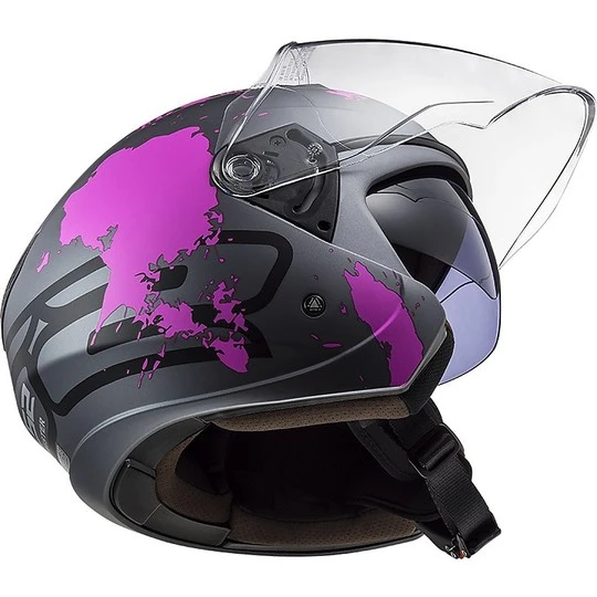 Jet Motorcycle Helmet Ls2 Double Visor Ls2 OF573 TWISTER 2 Xover Titanium Matt Pink 5 Jet Motorcycle Helmet Ls2 Double Visor Ls2 OF573 TWISTER 2 Xover Titanium Matt Pink - Image 3