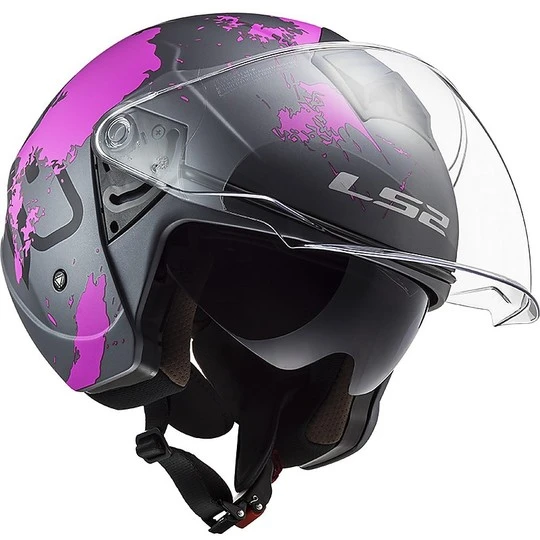 Jet Motorcycle Helmet Ls2 Double Visor Ls2 OF573 TWISTER 2 Xover Titanium Matt Pink 6 Jet Motorcycle Helmet Ls2 Double Visor Ls2 OF573 TWISTER 2 Xover Titanium Matt Pink - Image 4