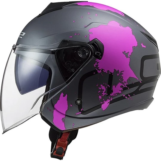 Jet Motorcycle Helmet Ls2 Double Visor Ls2 OF573 TWISTER 2 Xover Titanium Matt Pink 7 Jet Motorcycle Helmet Ls2 Double Visor Ls2 OF573 TWISTER 2 Xover Titanium Matt Pink - Image 5