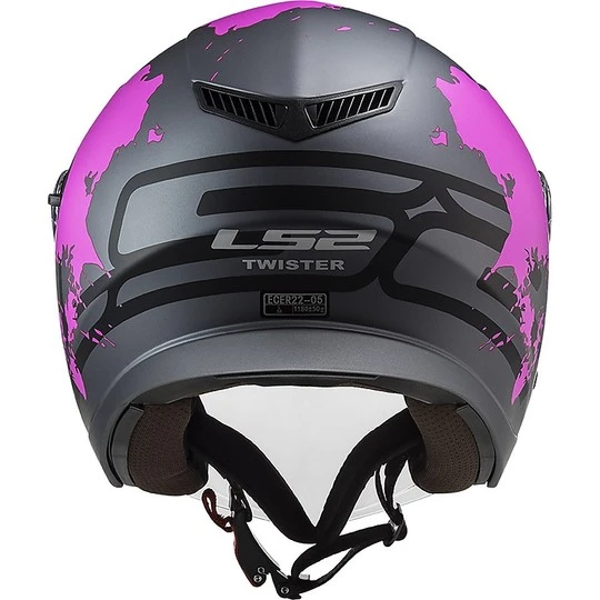 Jet Motorcycle Helmet Ls2 Double Visor Ls2 OF573 TWISTER 2 Xover Titanium Matt Pink 9 Jet Motorcycle Helmet Ls2 Double Visor Ls2 OF573 TWISTER 2 Xover Titanium Matt Pink - Image 7