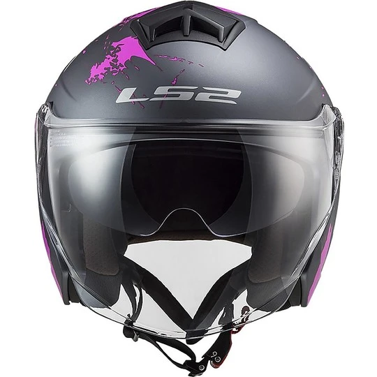 Jet Motorcycle Helmet Ls2 Double Visor Ls2 OF573 TWISTER 2 Xover Titanium Matt Pink 10 Jet Motorcycle Helmet Ls2 Double Visor Ls2 OF573 TWISTER 2 Xover Titanium Matt Pink - Image 8