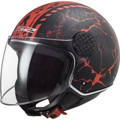 Jet Motorcycle Helmet Ls2 Of558 SPHERE LUX Snake Black Matte Red
