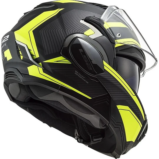 Ls2 FF900 VALIANT 2 Revo Modular Tipper Helmet Black Matt Fluo Yellow 4 Ls2 FF900 VALIANT 2 Revo Modular Tipper Helmet Black Matt Fluo Yellow - Image 2
