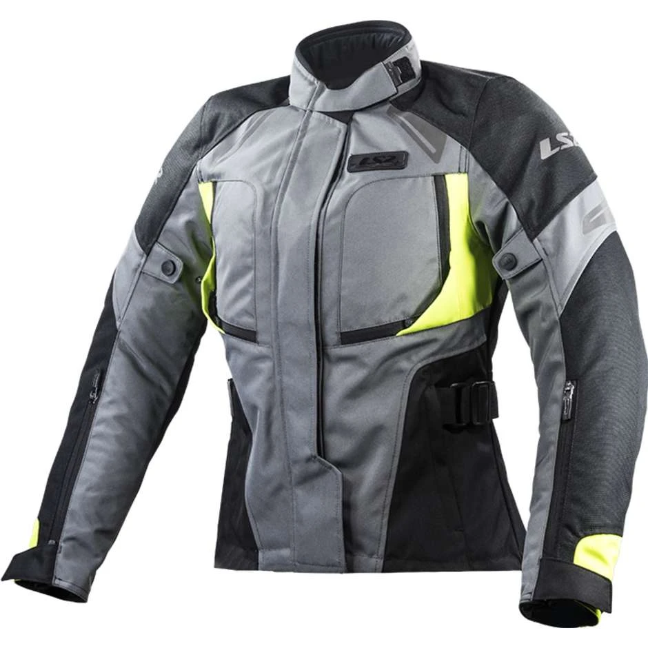 LS2 Phase Lady WP Motorcycle Technical Jacket Black Gray Yellow Fluo Certified 3 LS2 Phase Lady WP Motorcycle Technical Jacket Black Gray Yellow Fluo Certified