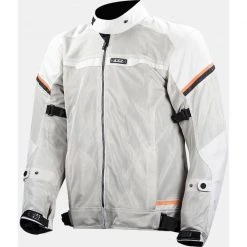 LS2 Riva Man Perforated Summer Motorcycle Jacket Light Gray Orange