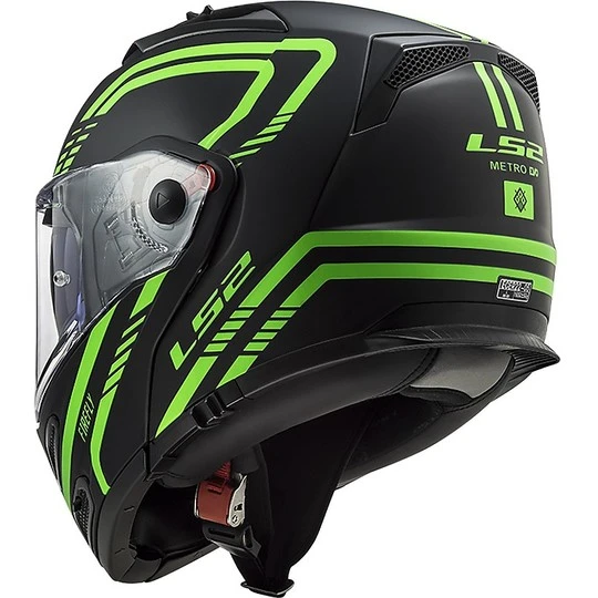 Modular Motorcycle Helmet Approved P / J Ls2 FF324 METRO EVO FireFly Black Fluo Green 11 Modular Motorcycle Helmet Approved P / J Ls2 FF324 METRO EVO FireFly Black Fluo Green - Image 9