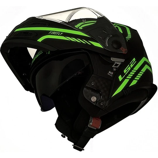 Modular Motorcycle Helmet Approved P / J Ls2 FF324 METRO EVO FireFly Black Fluo Green 15 Modular Motorcycle Helmet Approved P / J Ls2 FF324 METRO EVO FireFly Black Fluo Green - Image 13