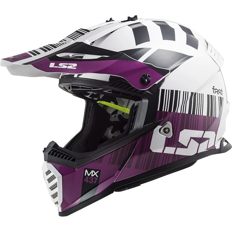 Moto Cross Enduro Helmet Ls2 MX437 Fast Mini XCODE White Purple 3 Moto Cross Enduro Helmet Ls2 MX437 Fast Mini XCODE White Purple