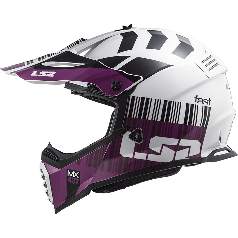 Moto Cross Enduro Helmet Ls2 MX437 Fast Mini XCODE White Purple 5 Moto Cross Enduro Helmet Ls2 MX437 Fast Mini XCODE White Purple - Image 3