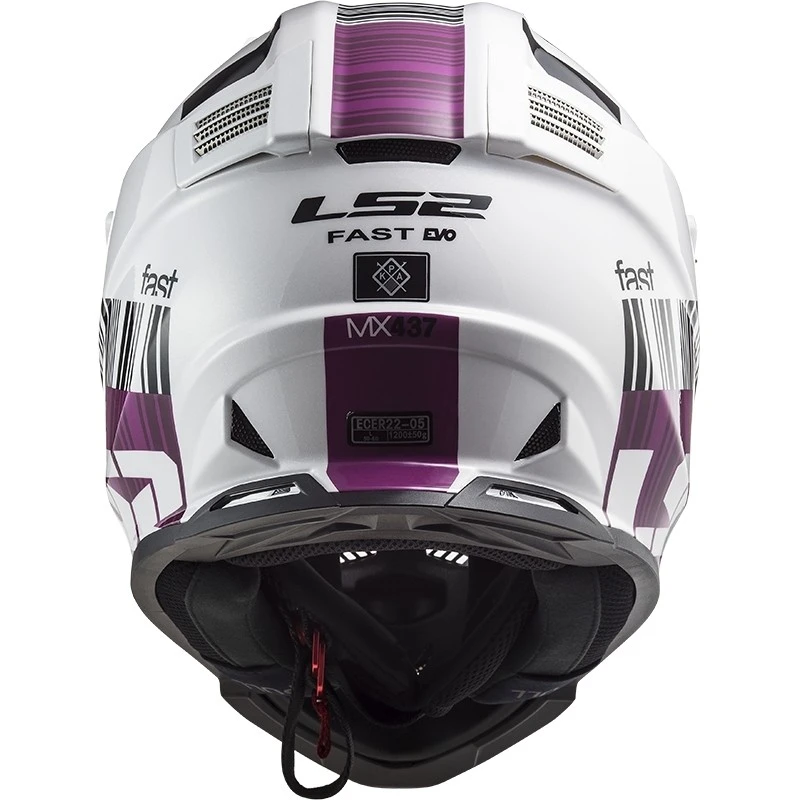 Moto Cross Enduro Helmet Ls2 MX437 Fast Mini XCODE White Purple 6 Moto Cross Enduro Helmet Ls2 MX437 Fast Mini XCODE White Purple - Image 4