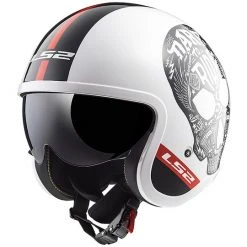 Moto Jet Helmet LS2 OF599 SPITFIRE INKY White Black