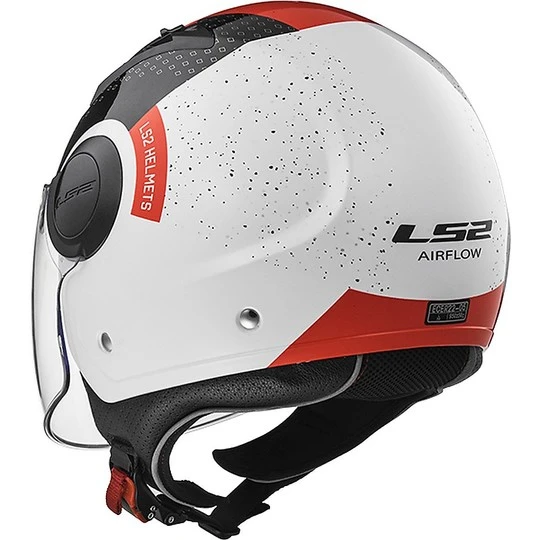 Moto Jet Helmet OF562 Ls2 Airflow Long With Visor Long Condor White Red 6 Moto Jet Helmet OF562 Ls2 Airflow Long With Visor Long Condor White Red - Image 4
