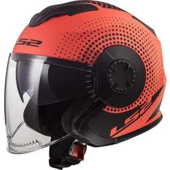 Motorcycle Helmet Jet Double Visor Ls2 OF570 VERSO Spin Orange Fluo Matt