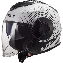 Motorcycle Helmet Jet Double Visor Ls2 OF570 VERSO Spin White Black